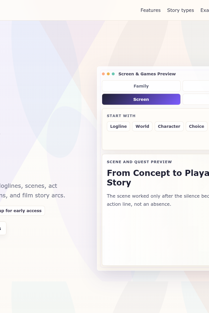 Captura de pantalla de AI story generator - Generador de guiones