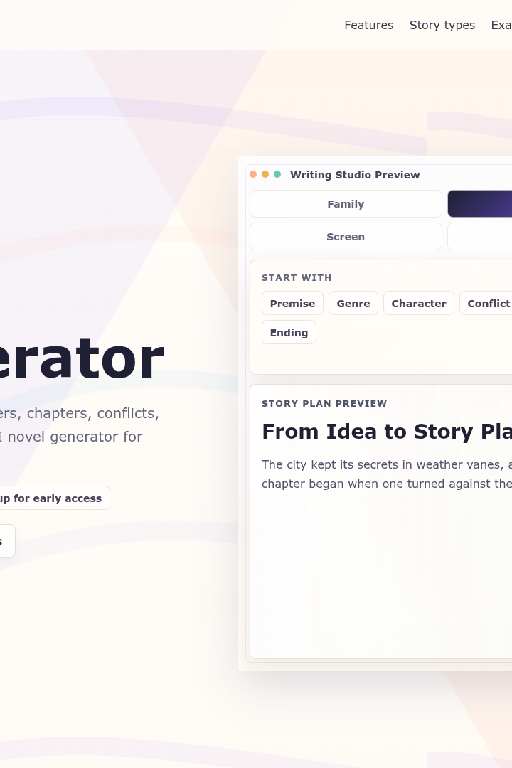 Captura de pantalla de AI story generator - Generador de novelas