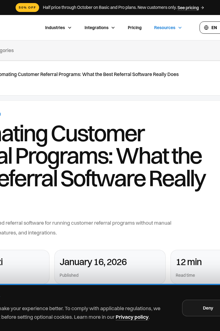 Captura de pantalla de Referral Factory - Automatización de Programas
