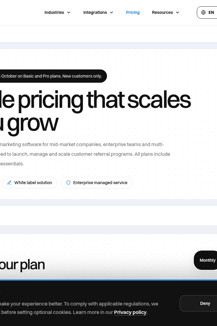 Captura de pantalla de Referral Factory - Precios