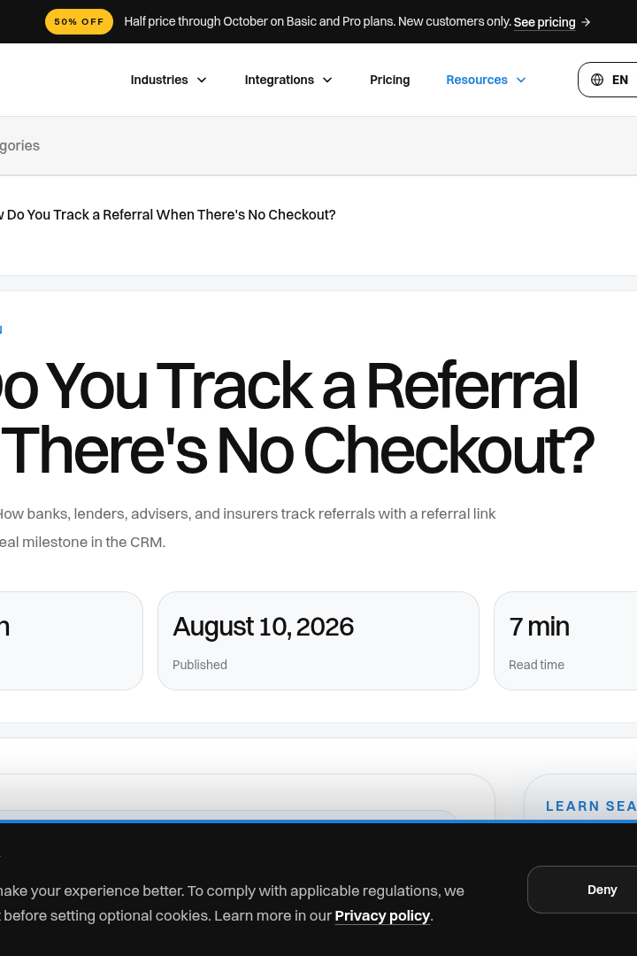 Captura de pantalla de Referral Factory - Seguimiento de Referidos