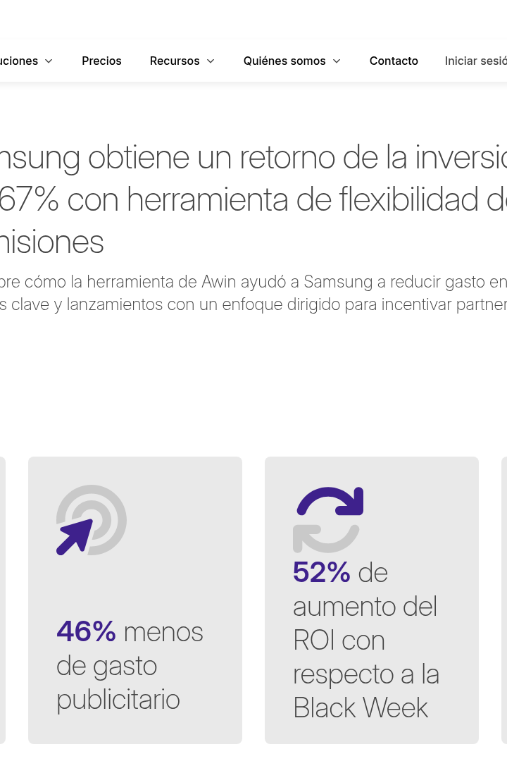 Captura de pantalla de Awin - Caso de Estudio Anunciantes (Comisiones)