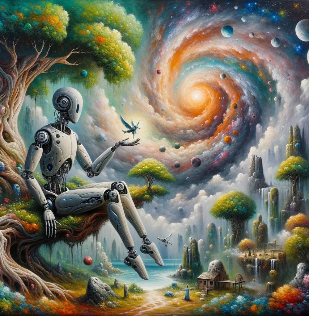 Robot sobre un arbol