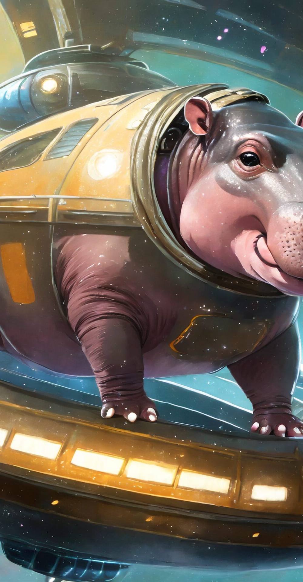 hipopotamo en una nave espacial