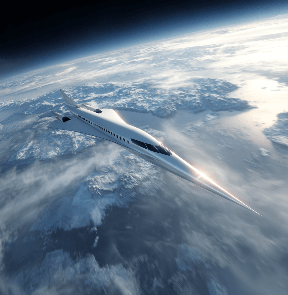 Avión supersónico futurista volando a gran altitud sobre el planeta Tierra, con diseño aerodinámico y fuselaje brillante, representando tecnología aeroespacial avanzada desarrollada por China