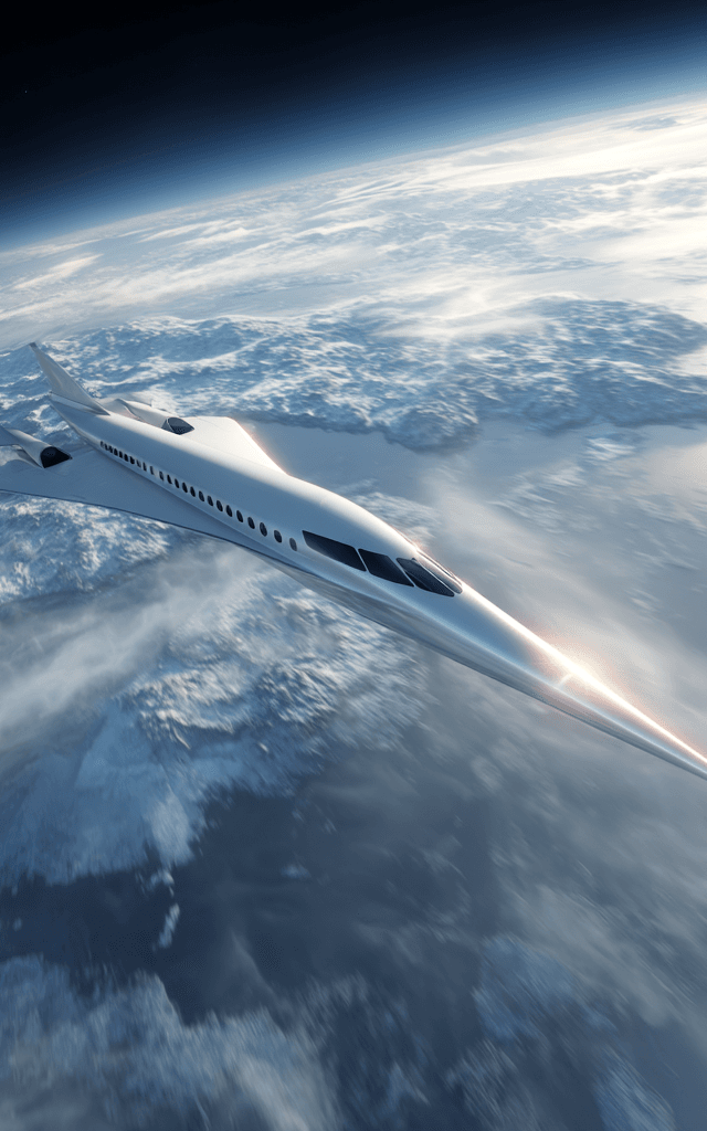 Avión supersónico futurista volando a gran altitud sobre el planeta Tierra, con diseño aerodinámico y fuselaje brillante, representando tecnología aeroespacial avanzada desarrollada por China