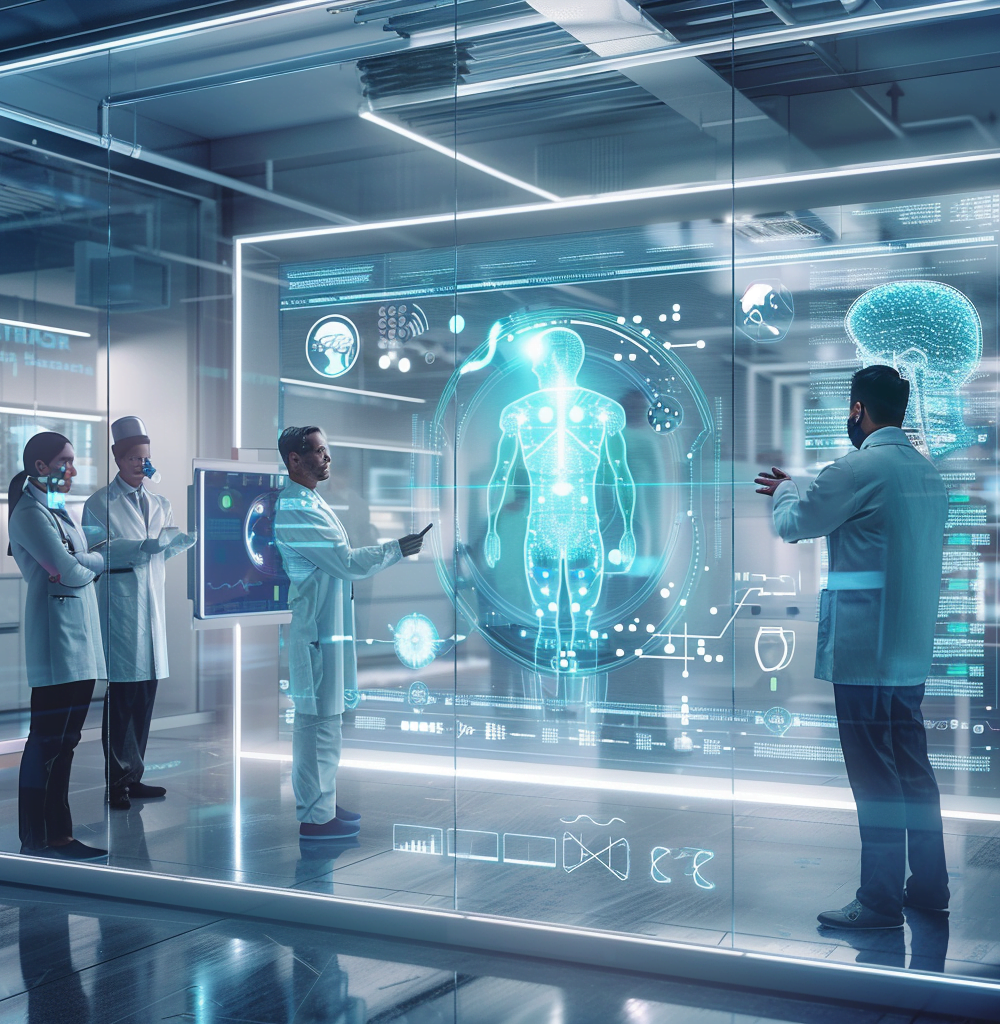 Equipo médico utilizando tecnología de inteligencia artificial para diagnósticos avanzados