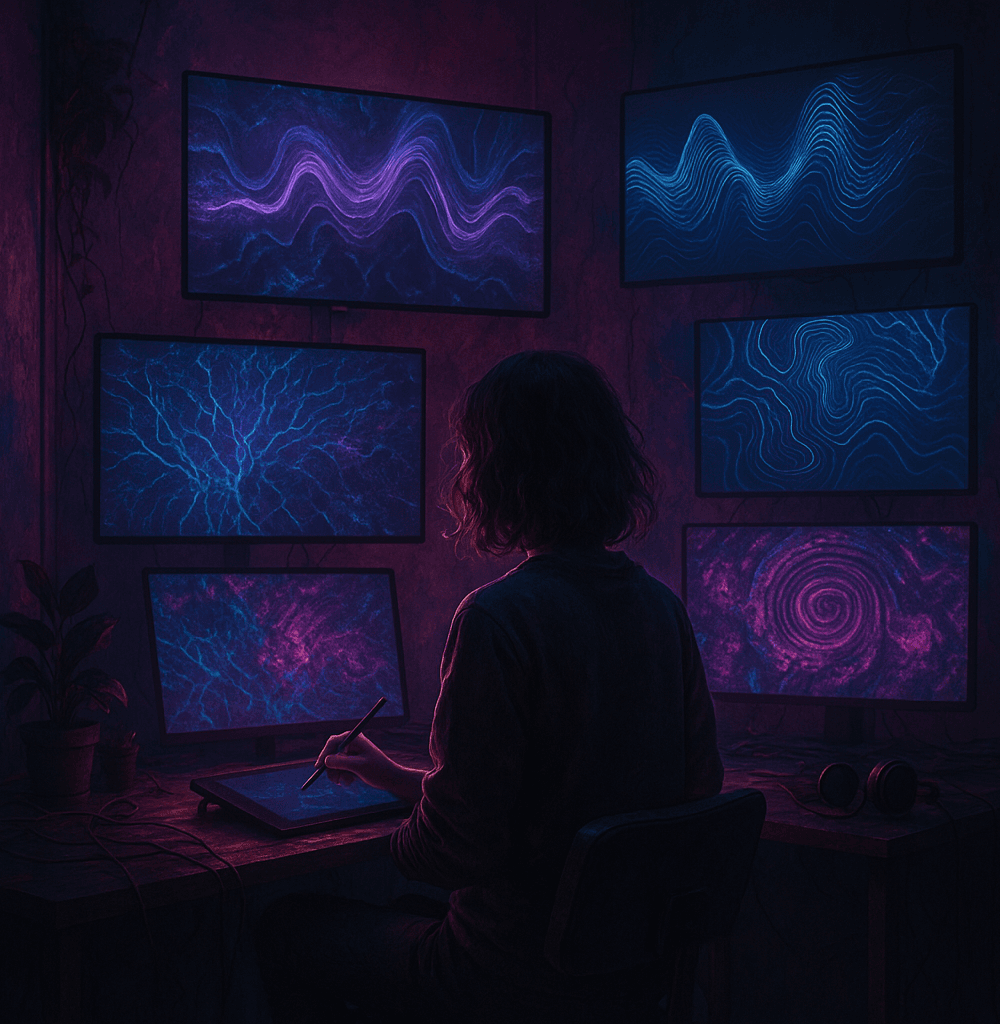 Artista creando con Google Disco en estudio