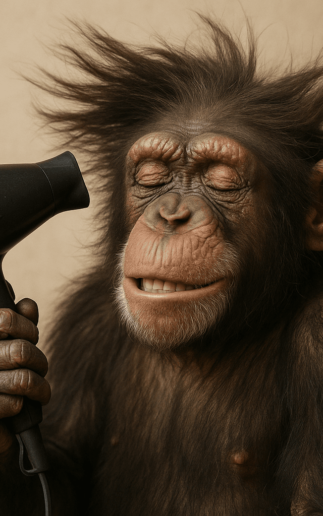 chimpance secandose el pelochimpance secandose el pelo