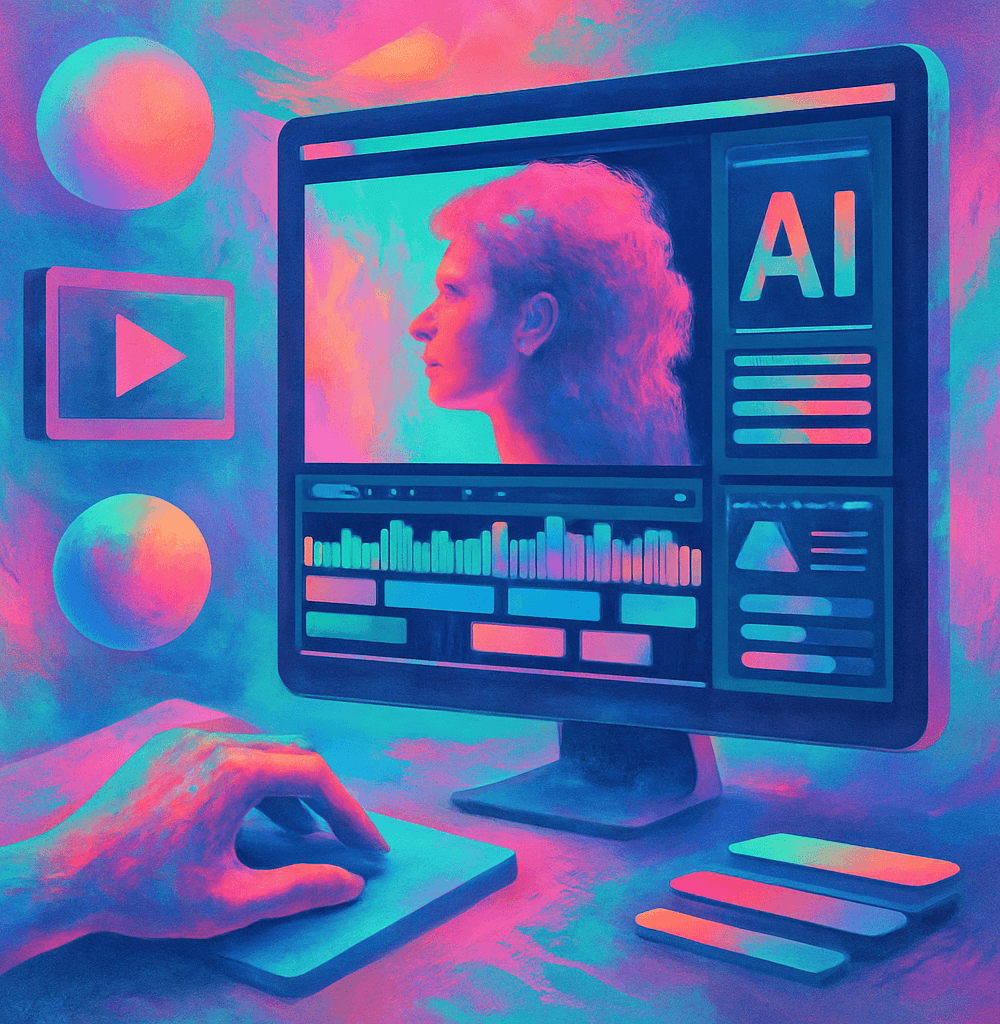 Interfaz creativa InVideo AI generando video con plantillas