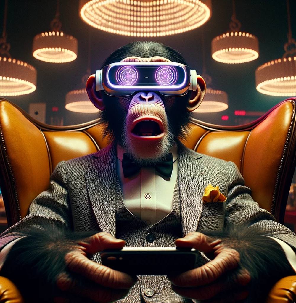 mono con gafas de realidad virtual