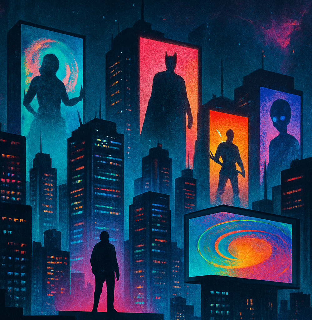 compra de Warner Bros por Netflix: collage urbano y cinematográfico