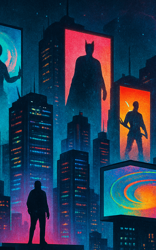 compra de Warner Bros por Netflix: collage urbano y cinematográfico