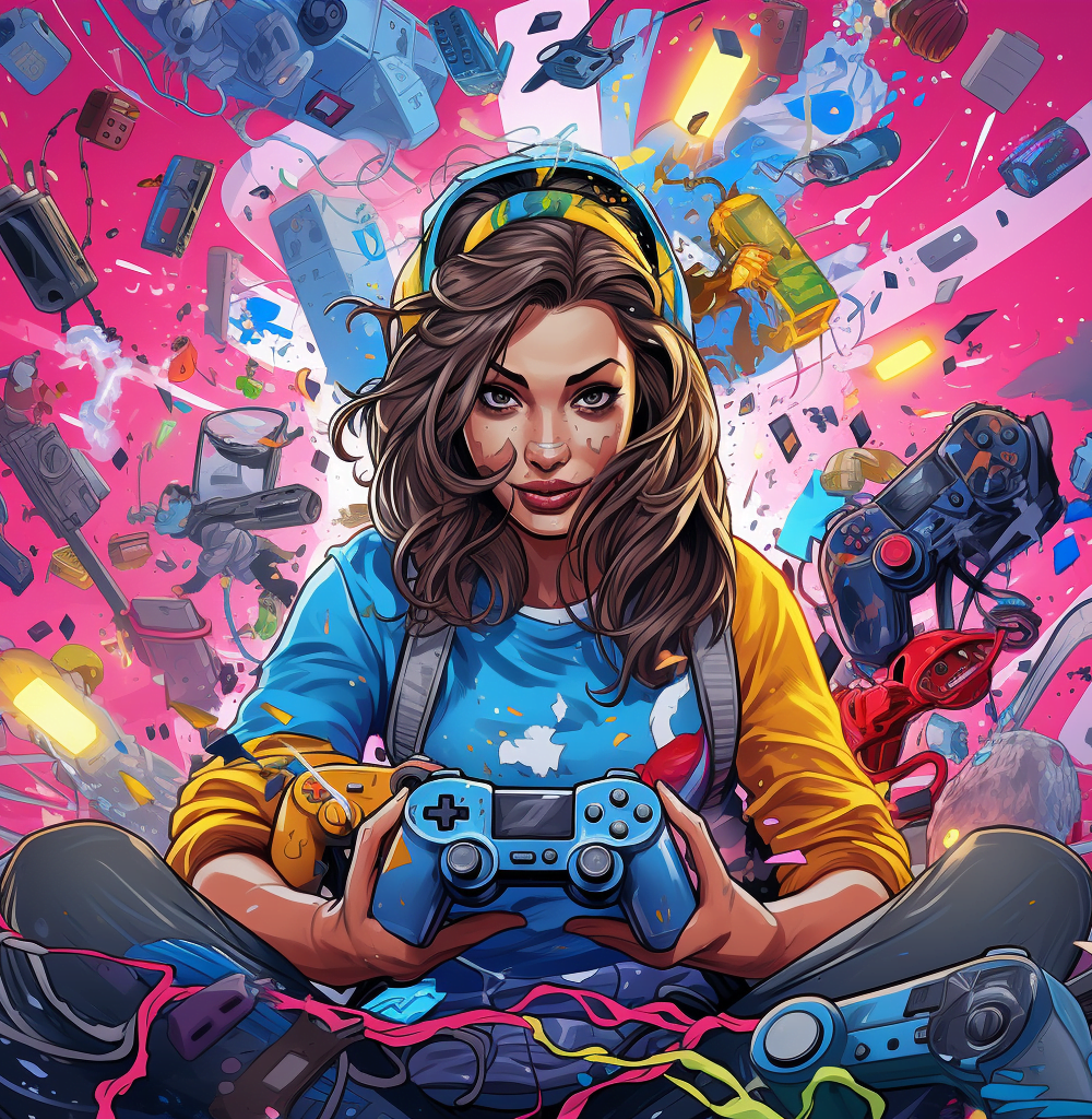 mujer jugando a videojuegos