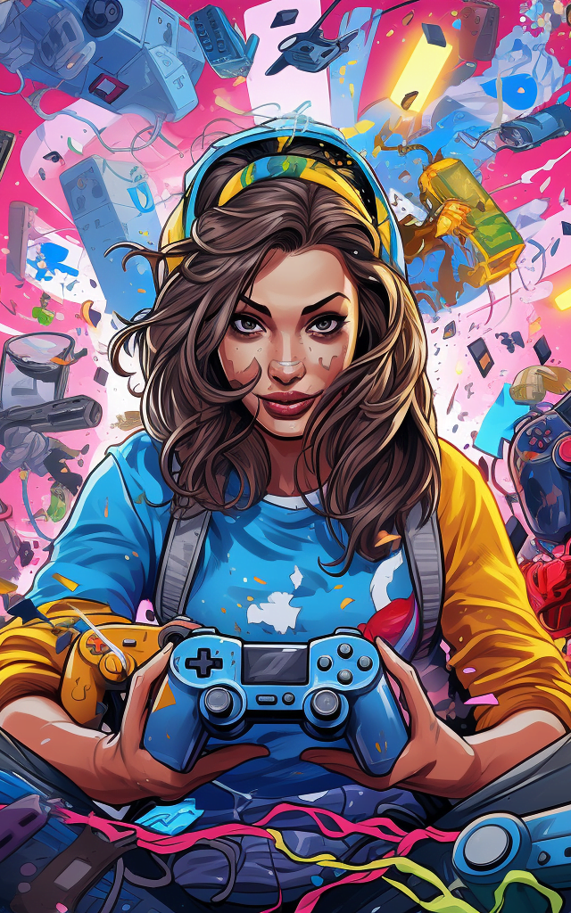 mujer jugando a videojuegos
