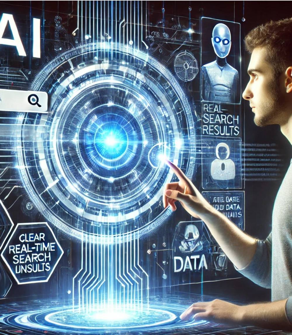 Interfaz futurista de búsqueda AI