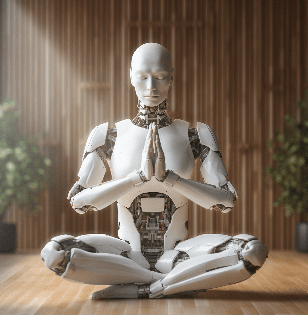 robot haciendo yoga
