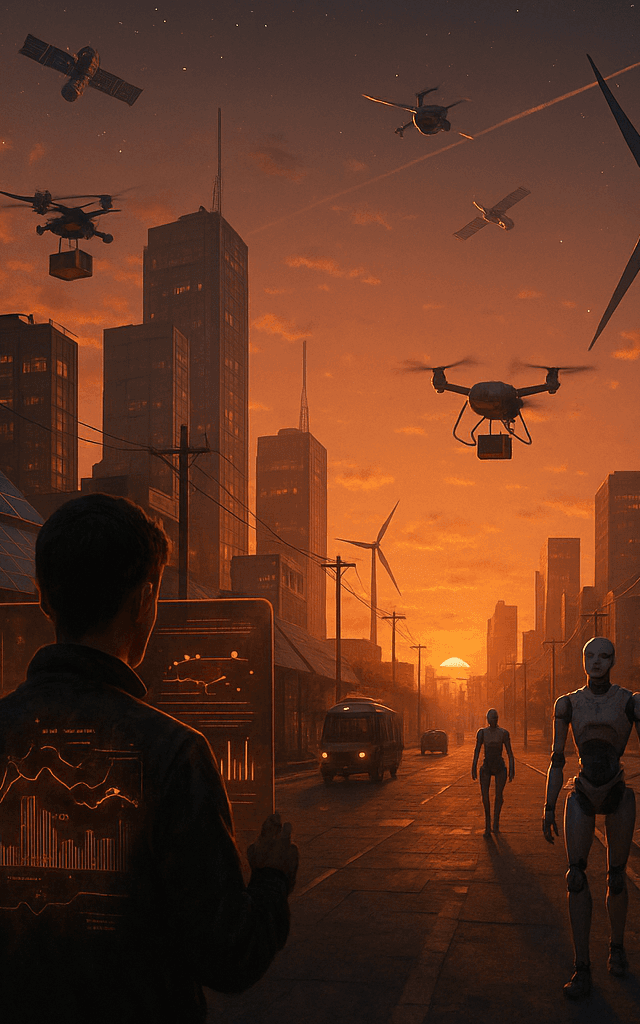 Ciudad futurista mostrando tendencias tecnologicas 2026 en energía y espacio